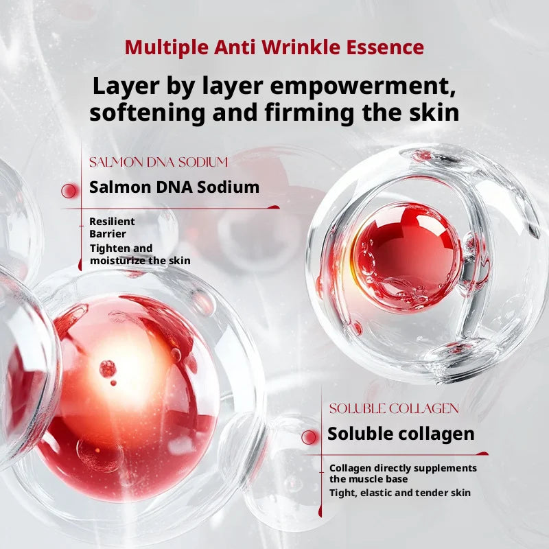 Salmon DNA Sodium Anti-Wrinkle Serum Ampoule Fade Fine Lines Collagen Essence Facial Moisturizing Whitening Firming Skin Care